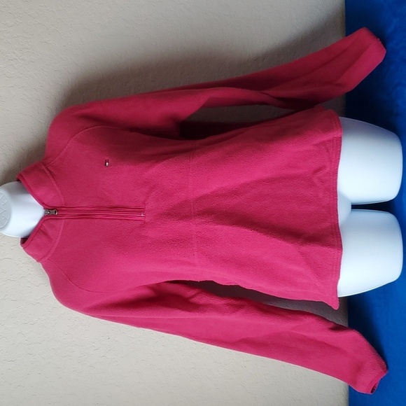 Tommy Hilfiger XL pink poly quarter zip pullover with full pouch (2006) - Picture 1 of 11